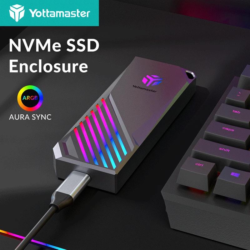 Yottamaster M.2 NVMe SATA SSD ̽,  , 10Gbps NVMe PCIE, 5Gbps SATA NGFF  ϵ ̺ ̽, 8TB  AURA SYNC
